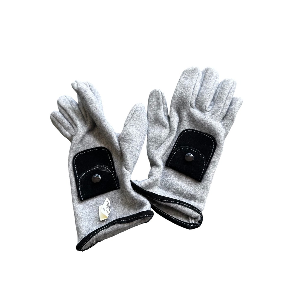 Clair's Grey Wool Blend Gloves with Black Snap Pockets Winter Tech Utility